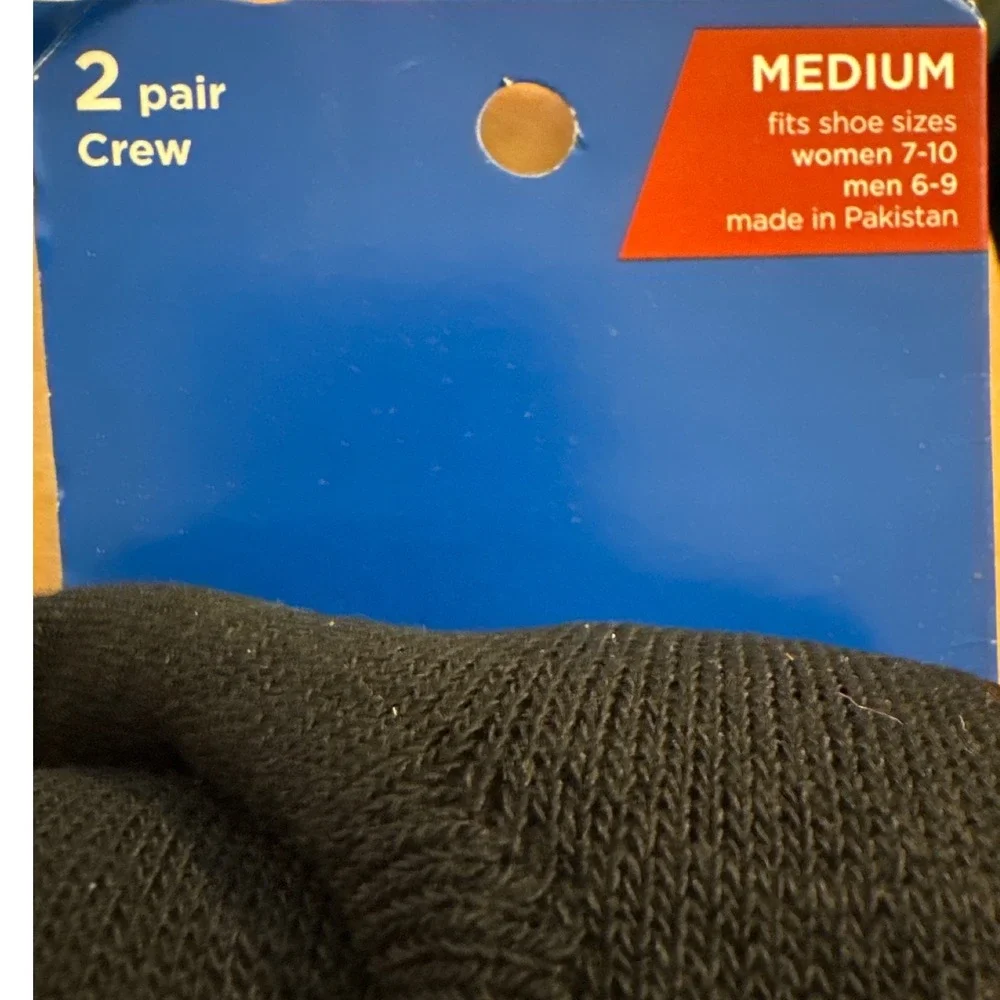 Medipeds Unisex Diabetic Crew Socks 2 Pair M Black Cushion Non-Binding Wellness